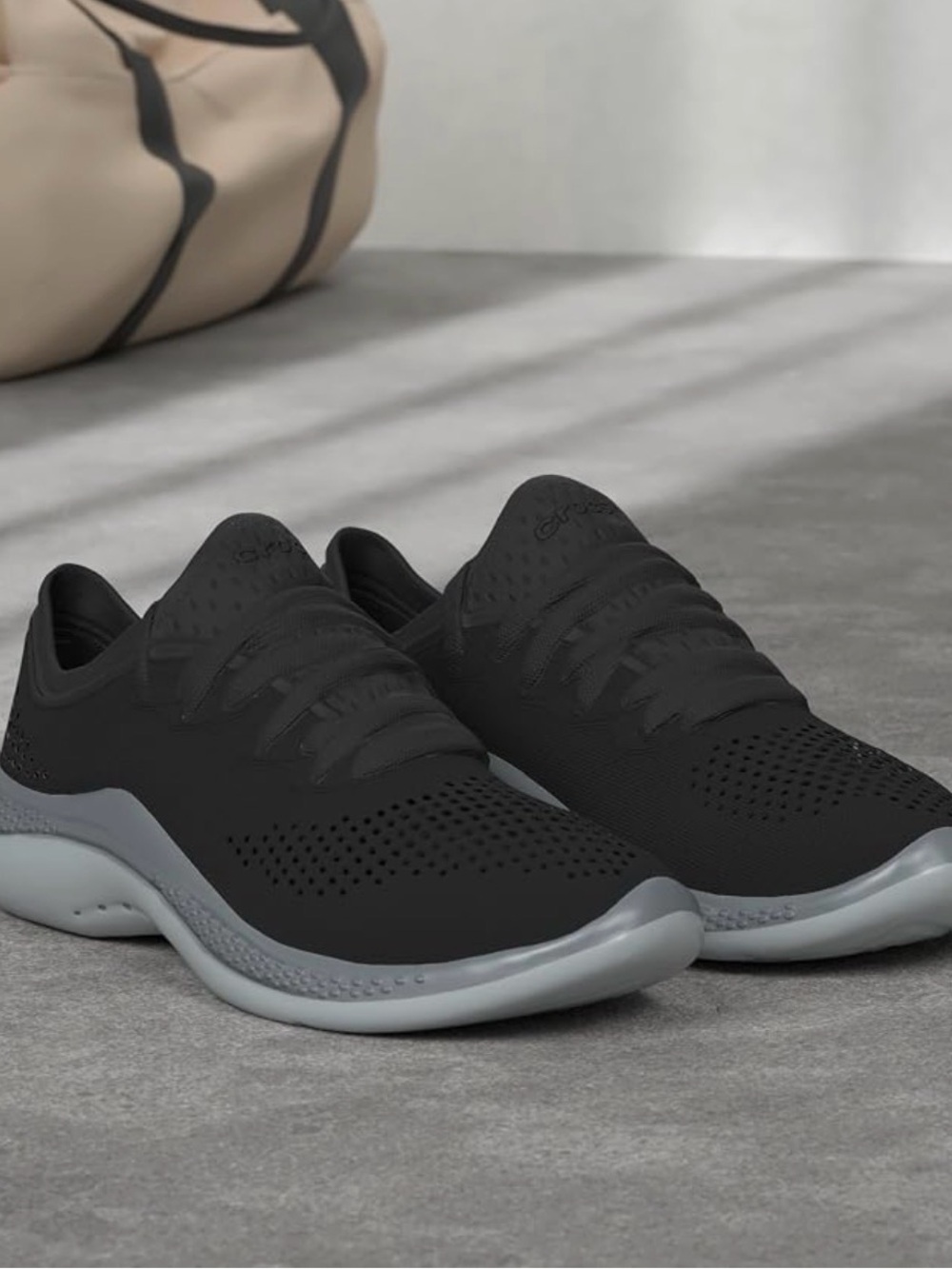 CROCS Women's Black Athletic Lace-Up Sneakers with Gray Sole